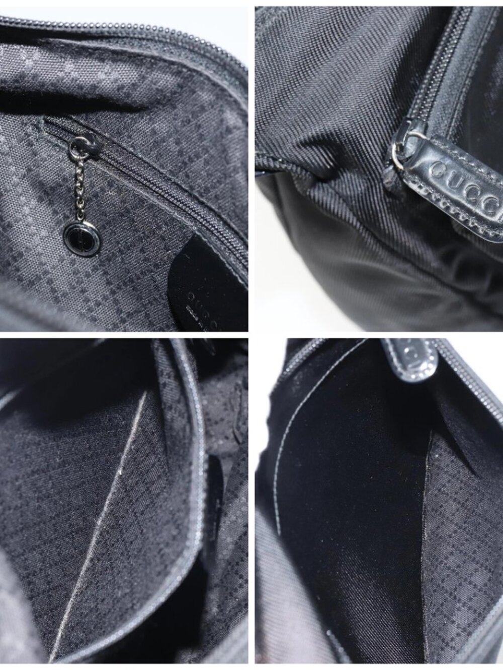 GUCCI Bamboo Hand Bag Nylon Leather Black Silver 000 2404 0509 Auth bs31893 - Picture 16 of 16